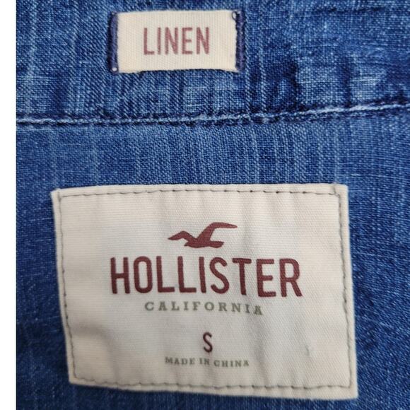Hollister Women’s Small Blue Striped Linen Cotton Chambray Shirt Gorpcore Preppy - Picture 6 of 10